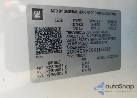 2019 Chevrolet Silverado Ld C1500 from USA, damaged, VIN 2GCRCNEC6K1157652